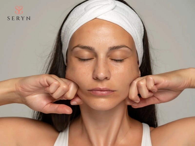 Thực hiện massage nâng cơ đúng lực và đúng chiều để tránh chảy xệ da