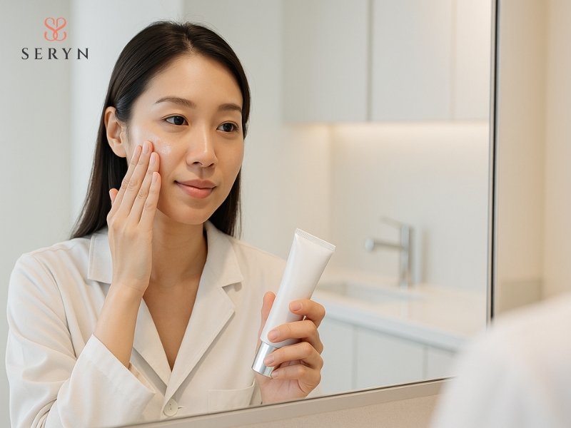 Sử dụng kem chống nắng phổ rộng và che chắn kỹ sau khi nâng cơ hifu