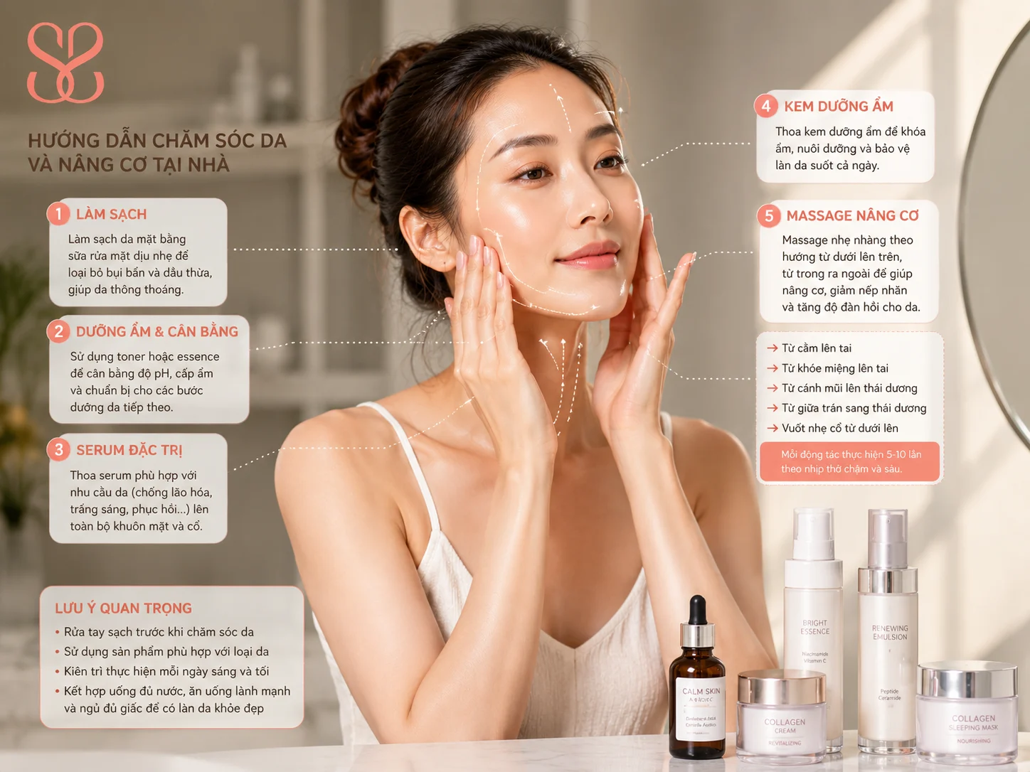 7 bước vỗ mặt giảm nếp nhăn đúng cách tại nhà