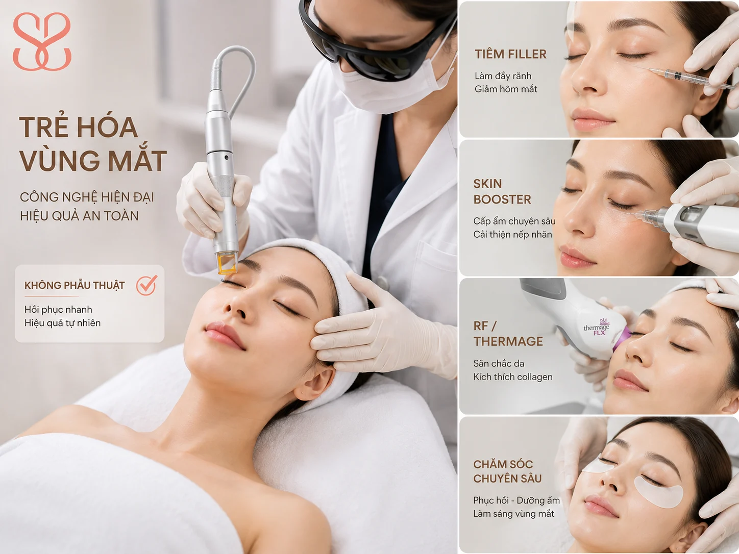 Các phương pháp trẻ hoá vùng mắt an toàn và phù hợp từng tình trạng