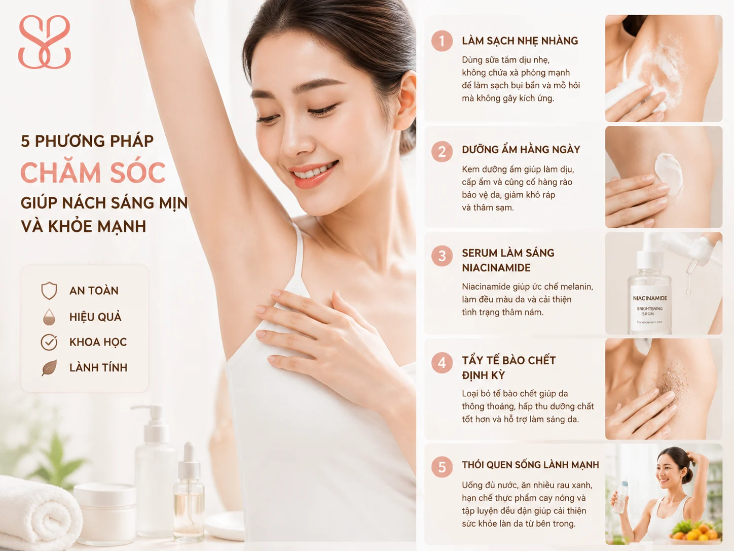 5 phương pháp trẻ hóa vùng nách an toàn