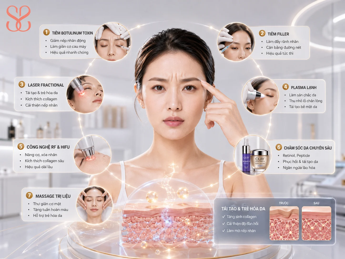 7 cách xóa nếp nhăn cau mày không xâm lấn được quan tâm hiện nay