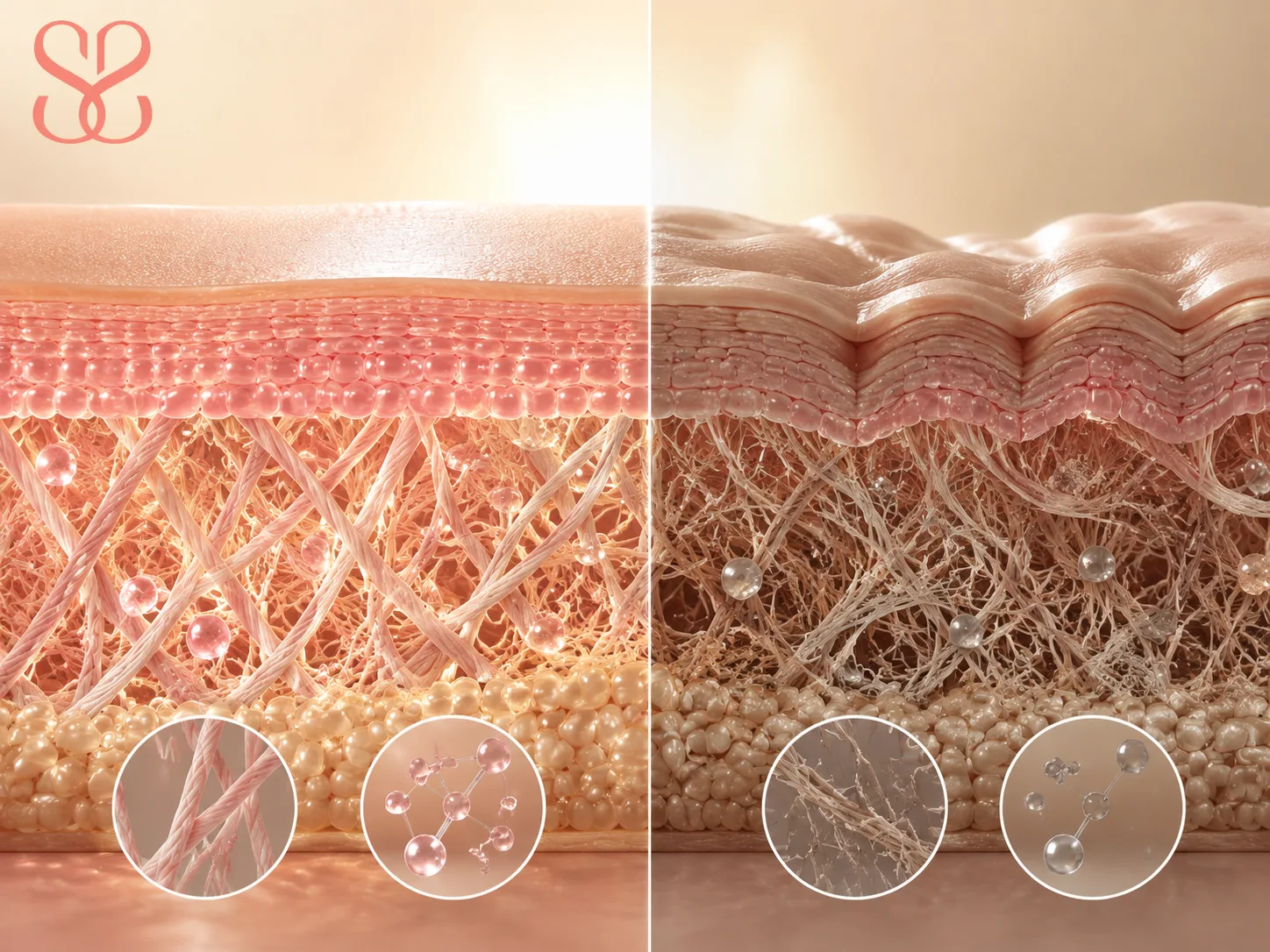 Da lão hoá là gì & thay đổi bên trong da (collagen, elastin, độ ẩm)