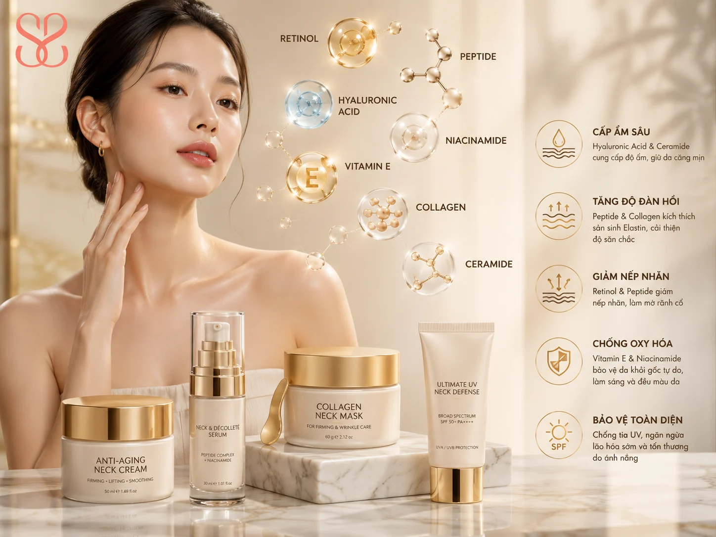 7 tiêu chí chọn kem chống lão hóa vùng cổ phù hợp