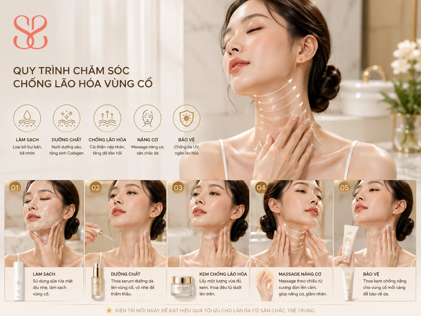 Cách dùng kem chống lão hóa vùng cổ để cải thiện da rõ hơn