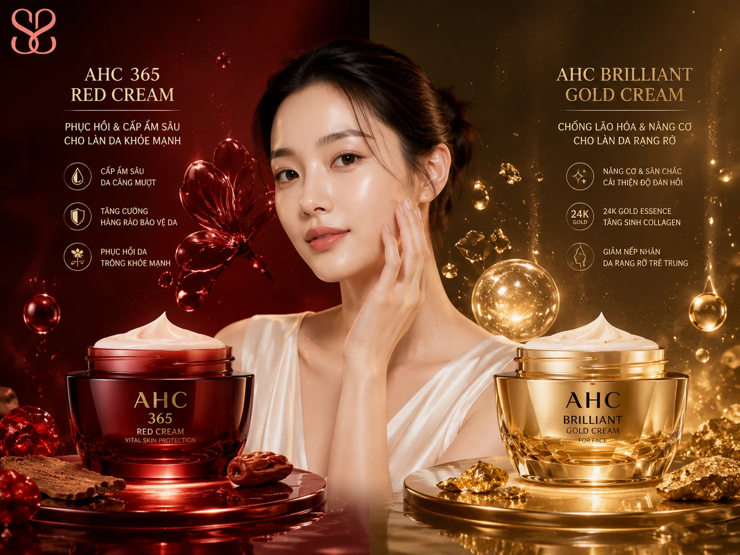 Phân biệt AHC 365 Red Cream và AHC Brilliant Gold Cream