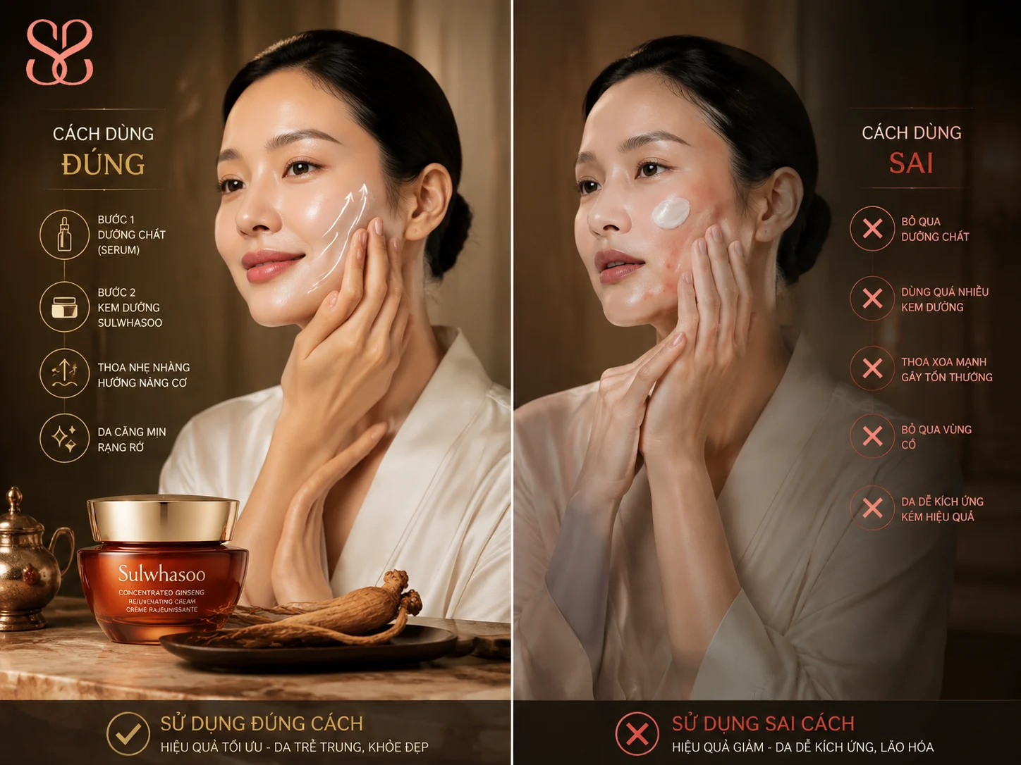 Cách dùng kem dưỡng Sulwhasoo và những sai lầm phổ biến