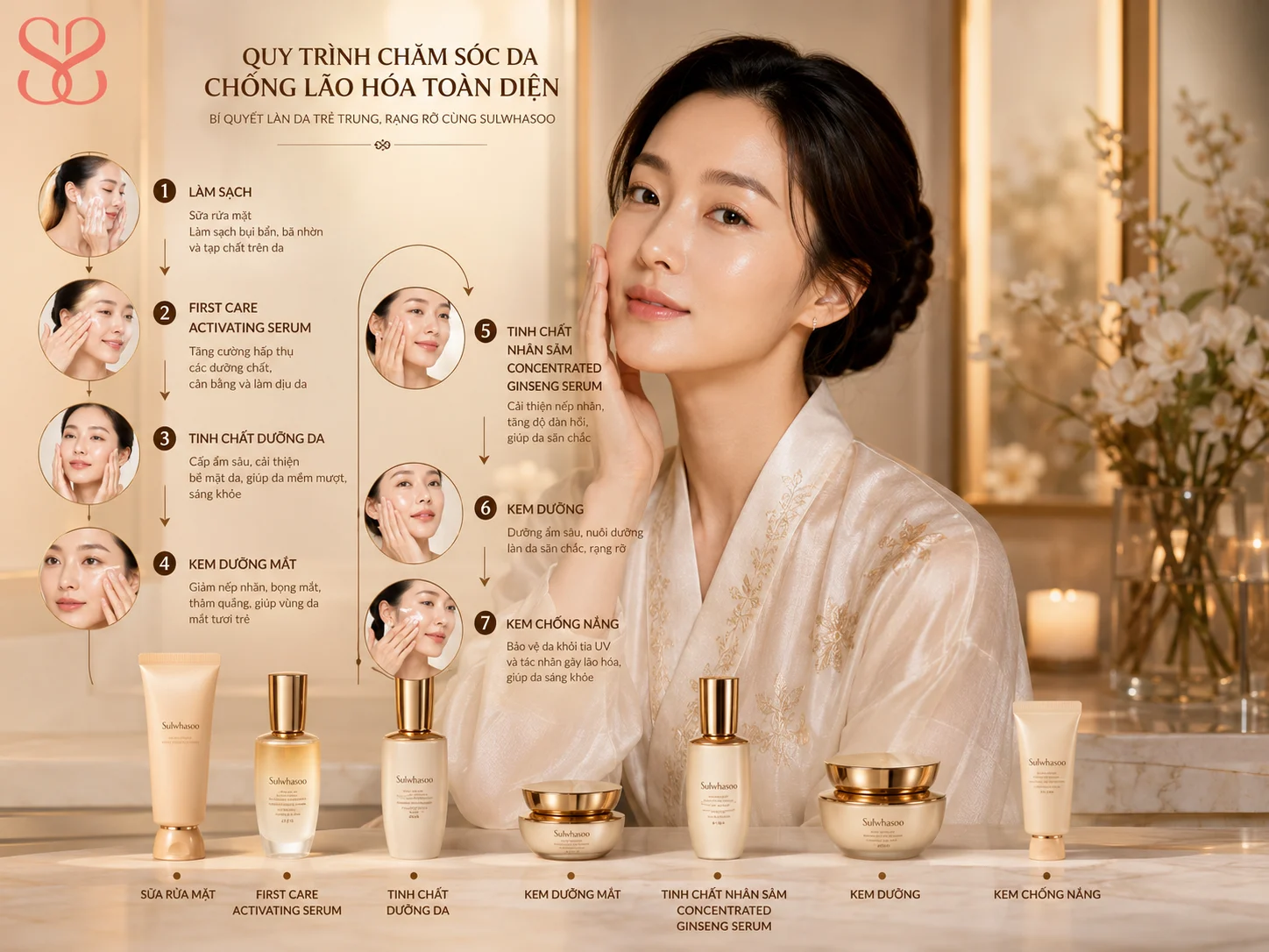 Routine dưỡng da Sulwhasoo cho da 25+ chống lão hóa