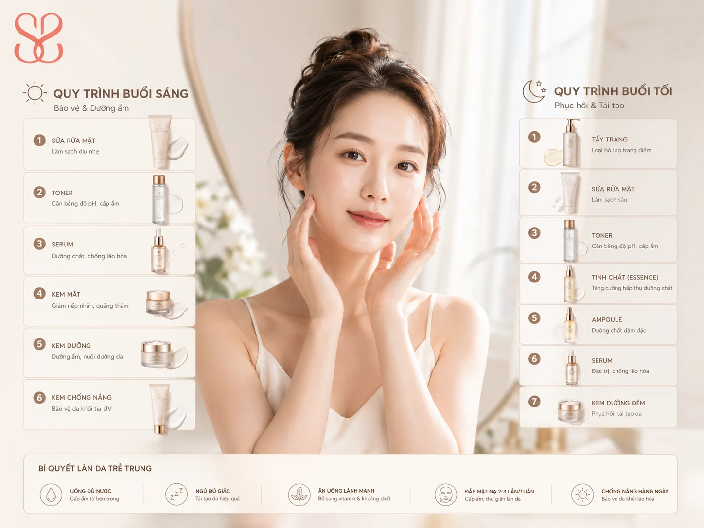 Routine dưỡng da chống lão hóa OHUI hiệu quả cho buổi sáng và buổi tối