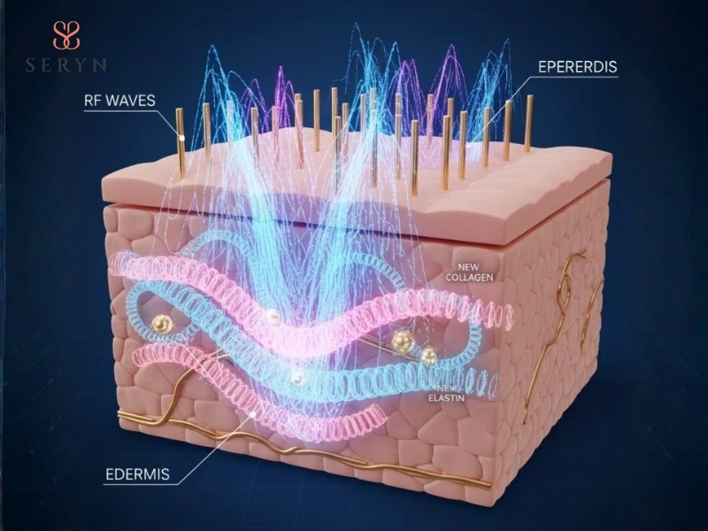 RF tạo kích thích nhiệt có kiểm soát, thúc đẩy nguyên bào sợi sản sinh collagen mới RF tạo kích thích nhiệt có kiểm soát, thúc đẩy nguyên bào sợi sản sinh collagen mới